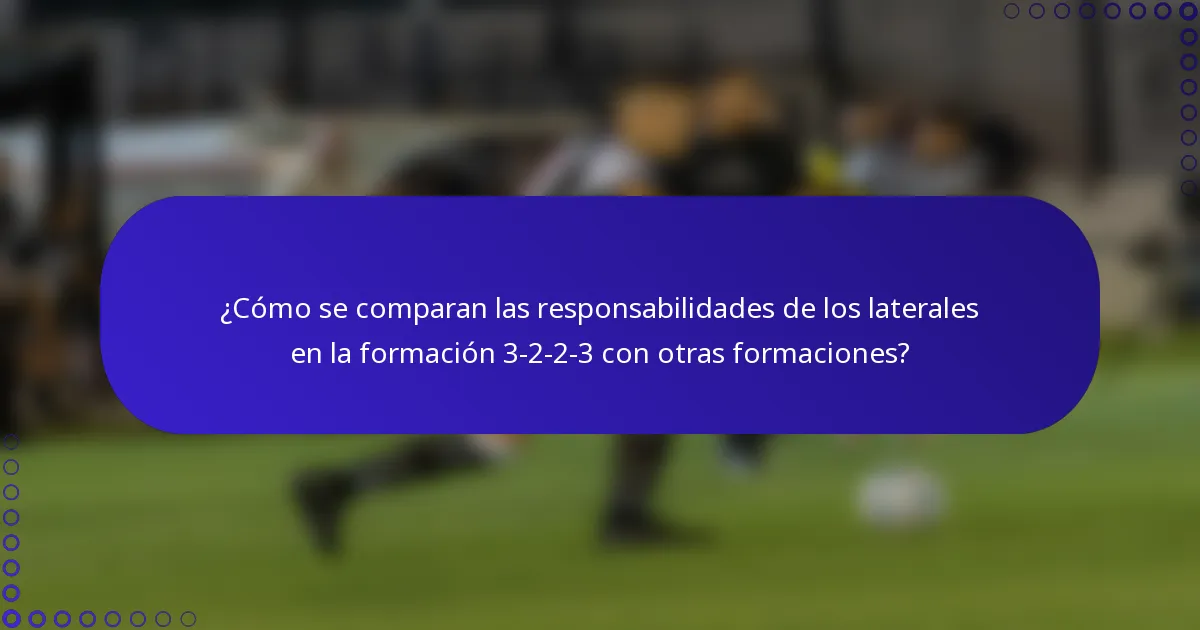 ¿Cómo se comparan las responsabilidades de los laterales en la formación 3-2-2-3 con otras formaciones?