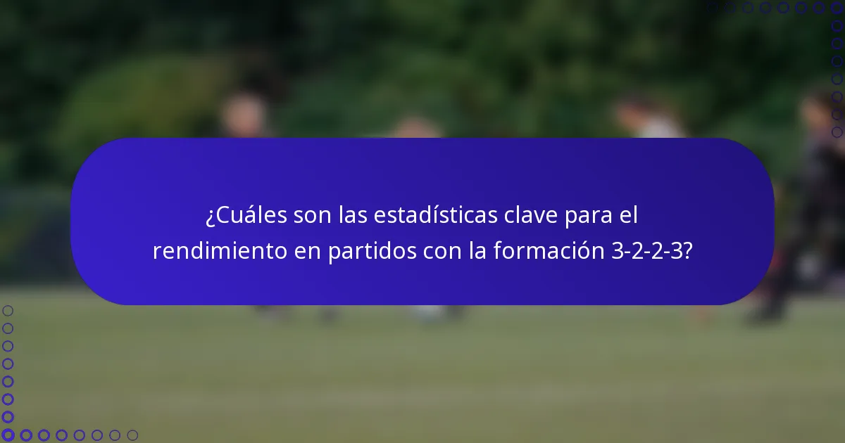 ¿Cuáles son las estadísticas clave para el rendimiento en partidos con la formación 3-2-2-3?