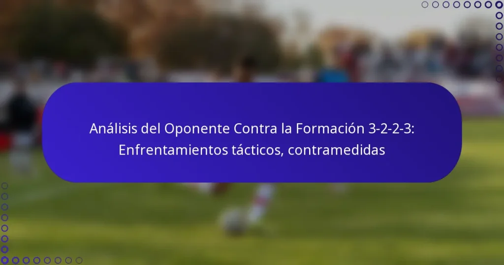 Análisis del Oponente Contra la Formación 3-2-2-3: Enfrentamientos tácticos, contramedidas