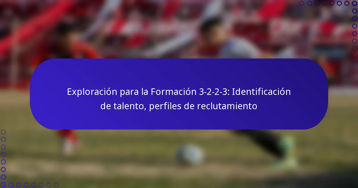 Exploración para la Formación 3-2-2-3: Identificación de talento, perfiles de reclutamiento
