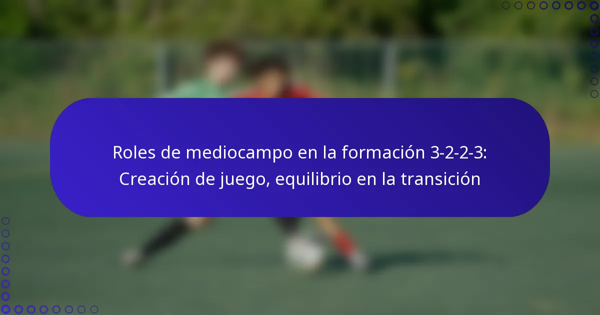Roles de mediocampo en la formación 3-2-2-3: Creación de juego, equilibrio en la transición
