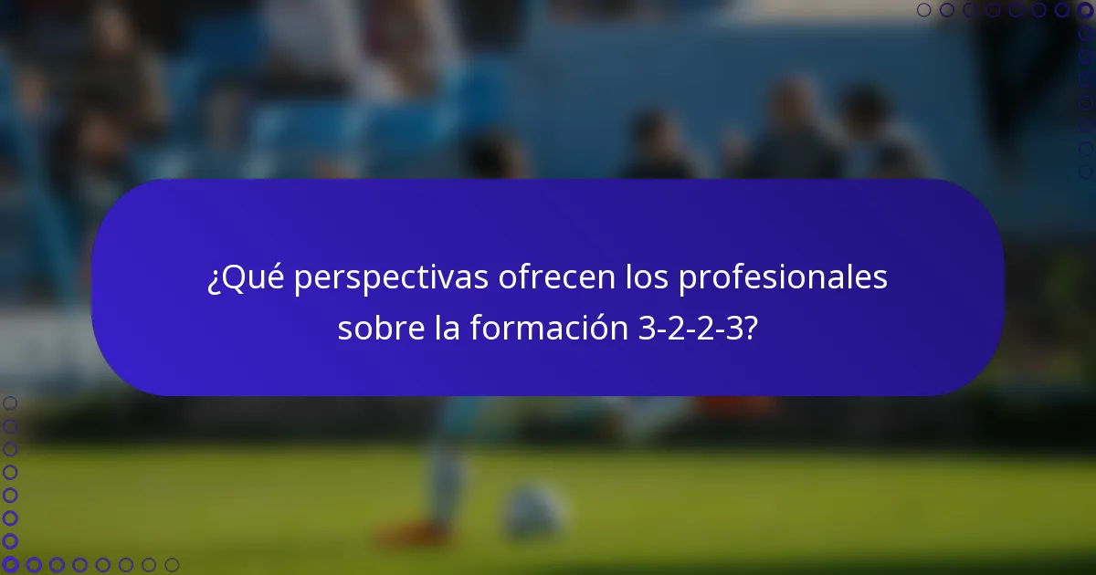 ¿Qué perspectivas ofrecen los profesionales sobre la formación 3-2-2-3?