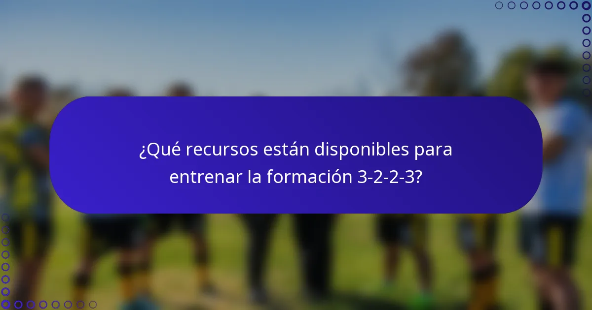 ¿Qué recursos están disponibles para entrenar la formación 3-2-2-3?
